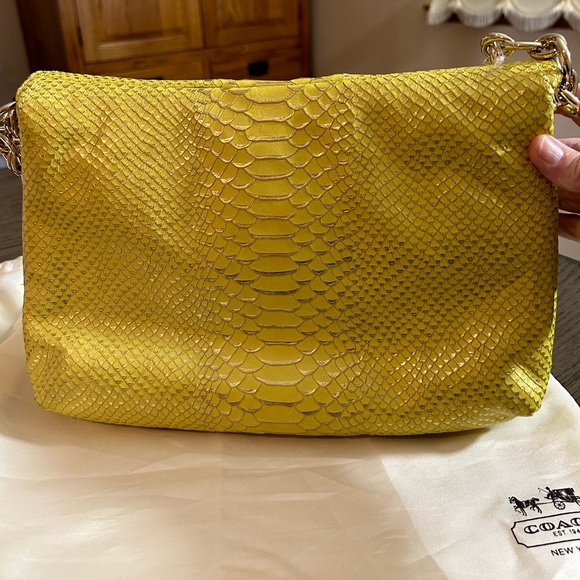 Coach Madison Pinnacle Lily Yellow Python Embossed Leather Hobo Shoulder Bag - Picture 2 of 16